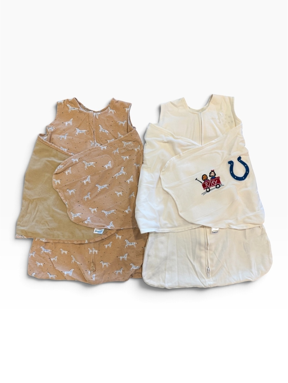 HALO Sleepsack Swaddle Baby Sleep Sack 0-3 Months Newborn 2-Pack Beige and White